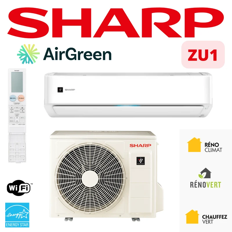 Thermopompe Murale Sharp ZU1 | 15 000 BTU | Montréal, Laval, Longueuil, Rive Sud & Rive Nord