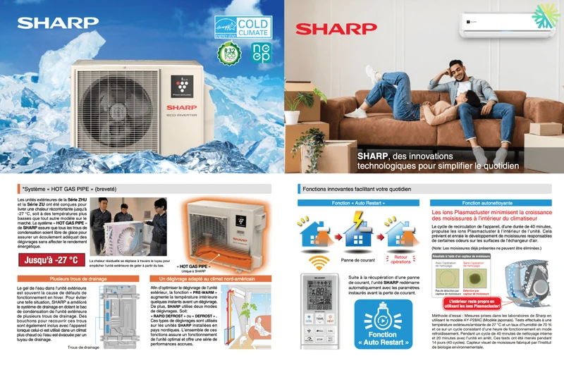Thermopompe Murale Sharp ZU1 | 15 000 BTU | Montréal, Laval, Longueuil, Rive Sud & Rive Nord