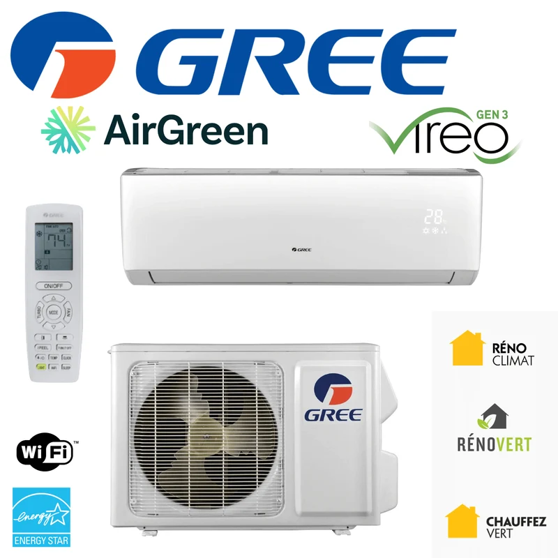 Gree Vireo Gen3 (2024) | 24 000 BTU | Mini Split Sans Conduit | Grand Montréal