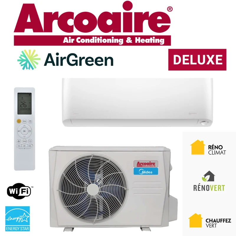Thermopompe Murale Arcoaire Deluxe de 24 000 BTU | Montréal, Laval, Longueuil, Rive Sud et Rive Nord