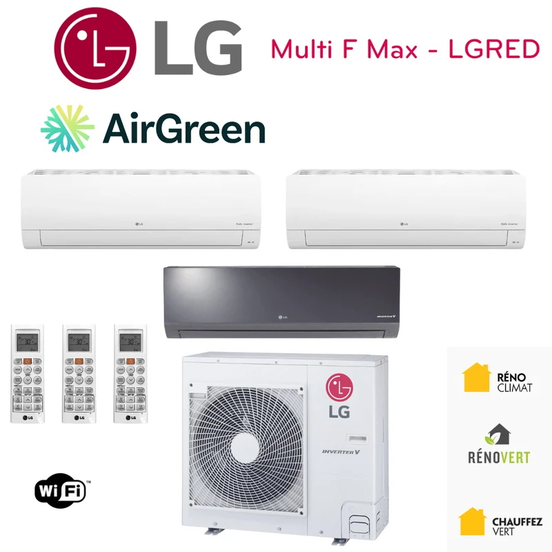 Thermopompe LG MULTI F MAX LGRED | 3-Têtes | Compresseur 36 000 BTU | Montréal, Laval, Longueuil, Rive Sud et Rive Nord