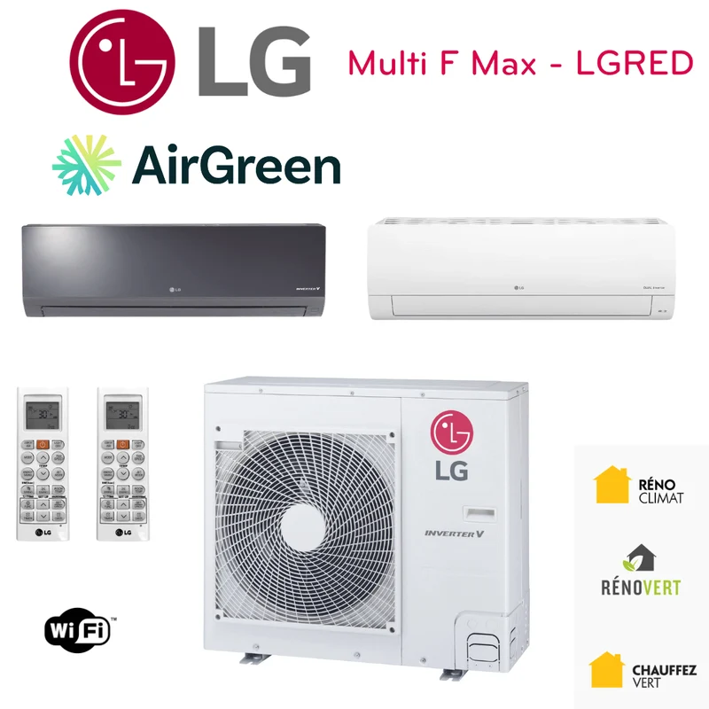 Thermopompe LG MULTI F MAX LGRED | 2-Têtes | Compresseur 36 000 BTU | Montréal, Laval, Longueuil, Rive Sud et Rive Nord