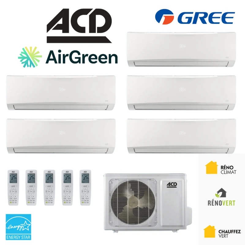 Thermopompe ACD - MPD | 5 Têtes - Compresseur 42 000 BTU | Montréal, Laval, Longueuil, Rive Sud & Rive Nord