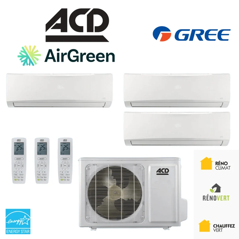 Thermopompe ACD - MPD | 3 Têtes - Compresseur 30 000 BTU | Montréal, Laval, Longueuil, Rive Sud & Rive Nord