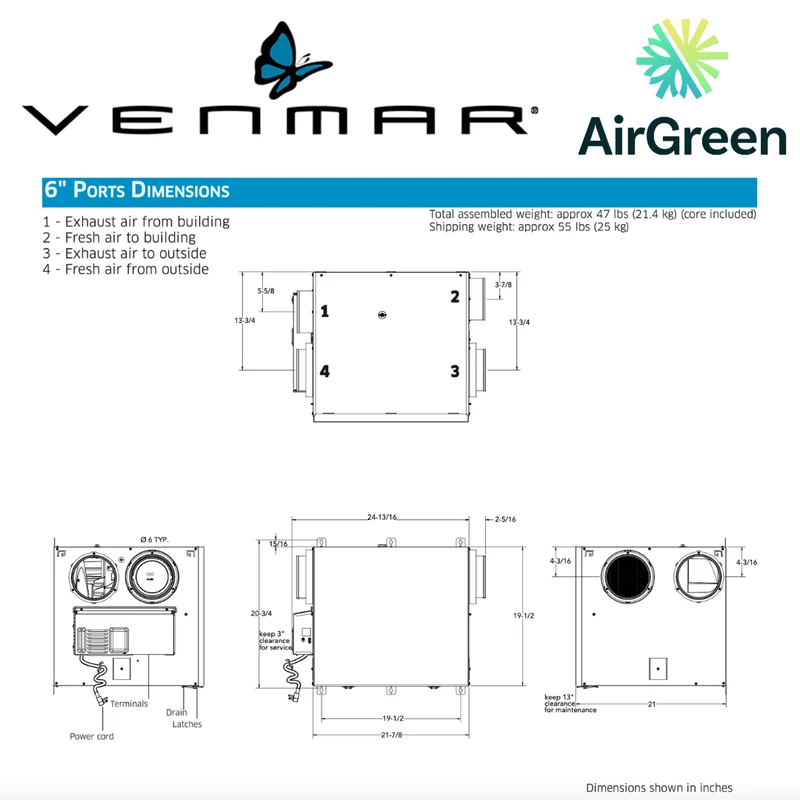 Échangeur d'Air VENMAR AVS® SÉRIE AI2 A230H75RS Grand Montréal