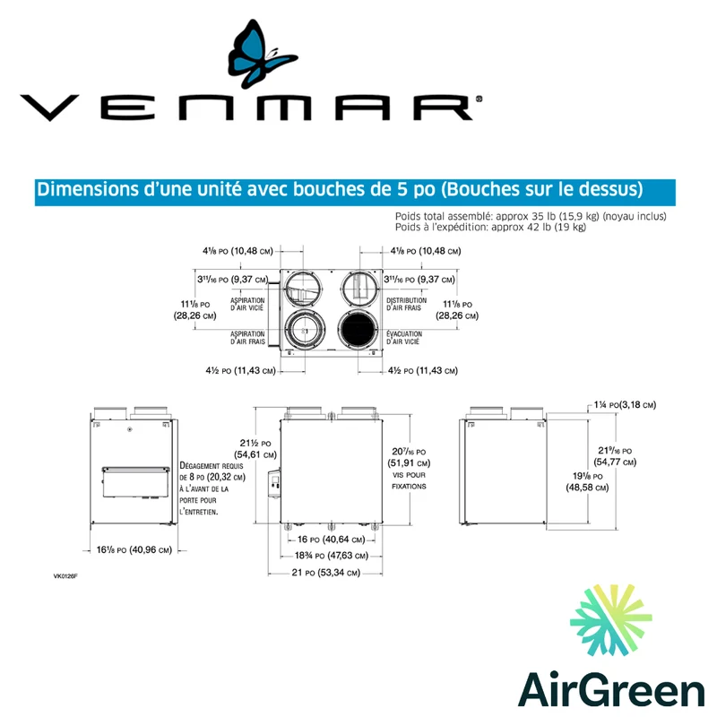 Échangeur d'Air VENMAR AVS® SÉRIE N A150H75NT Grand Montréal