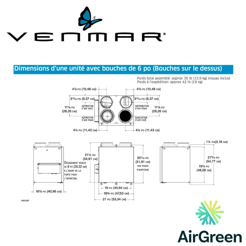 Échangeur d'Air VENMAR AVS® SÉRIE N A160H65RT Grand Montréal