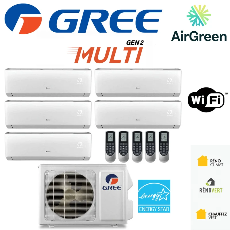 Thermopompe Cinq Zone Gree Multi GEN2 Compresseur 42 000 BTU Montréal