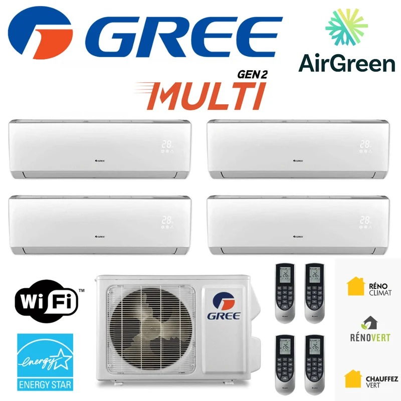 Thermopompe Quad Zone Gree Multi GEN2 Compresseur 42 000 BTU Montréal