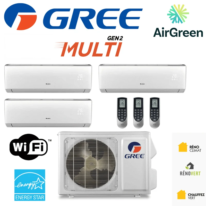 Thermopompe Triple Zone Gree Multi GEN2 Compresseur 36 000 BTU Montréal