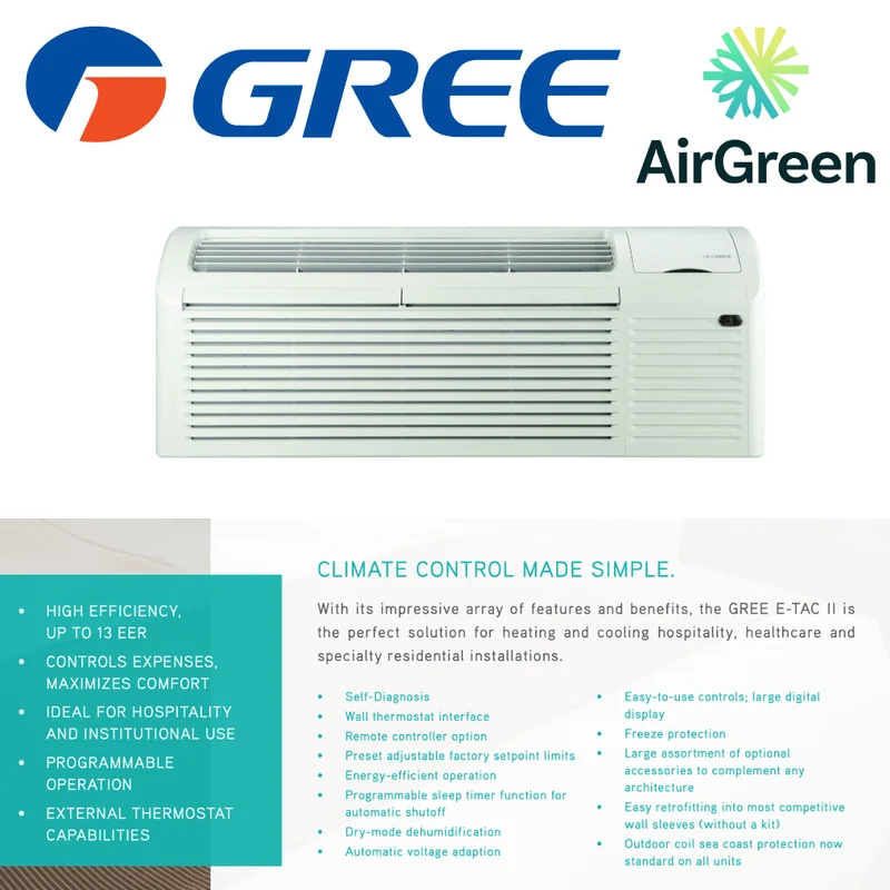 Installation PTAC : Gree | Climatiseur 15 000 BTU | Montréal, Laval, Longueuil, Rive Sud et Rive Nord