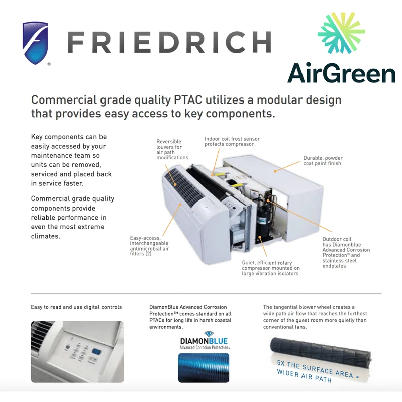 PTAC : Friedrich | Climatiseur 12 000 BTU | Montréal, Laval, Longueuil, Rive Sud et Rive Nord