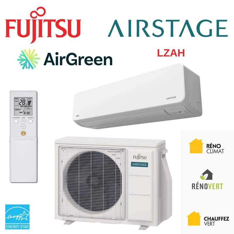 Installation Thermopompe Murale Fujitsu LZAH1 de 9 000 BTU à Montréal, Laval, Longueuil, Rive Sud et Rive Nord