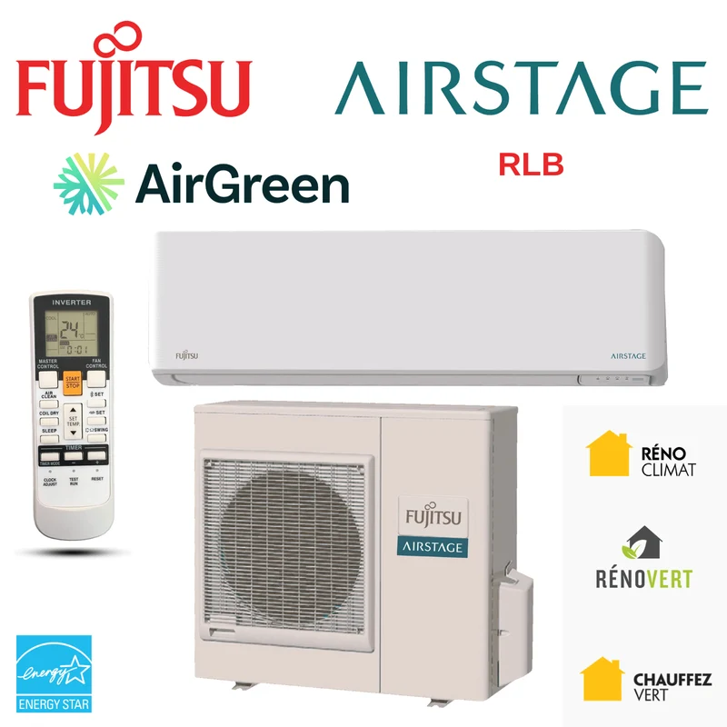 Thermopompe Murale Fujitsu RLB de 18 000 BTU à Montréal, Laval, Longueuil, Rive Sud et Rive Nord