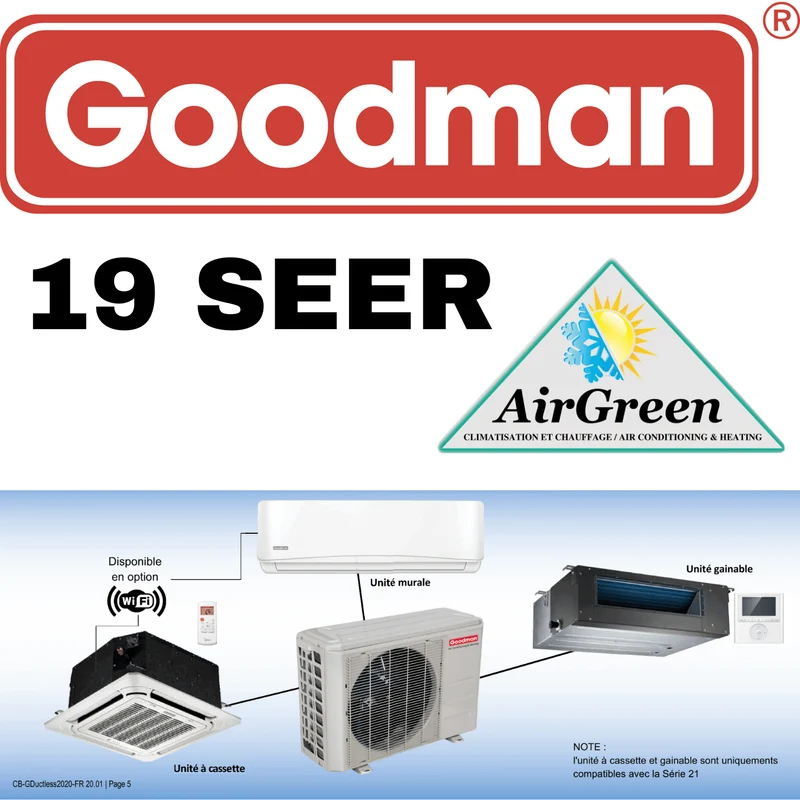 Thermopompe Murale Goodman 19 SEER de 24 000 BTU Montréal