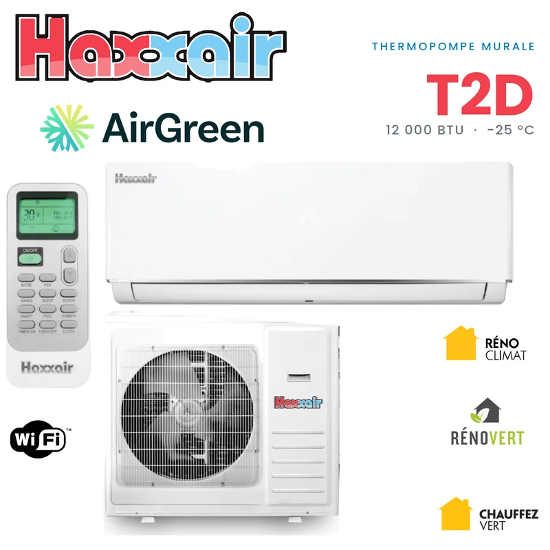 Thermopompe Murale HAXXAIR T2D 12 000 BTU