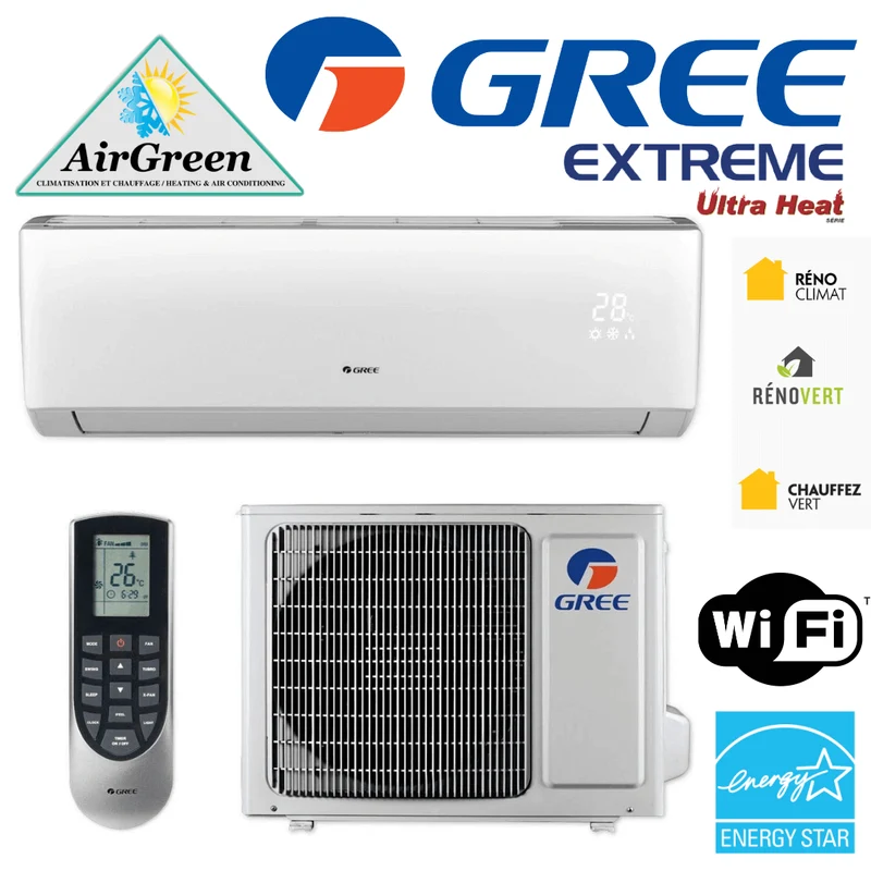 Thermopompe Murale GREE EXTRÊME de 18 000 BTU Montréal (-30°C)