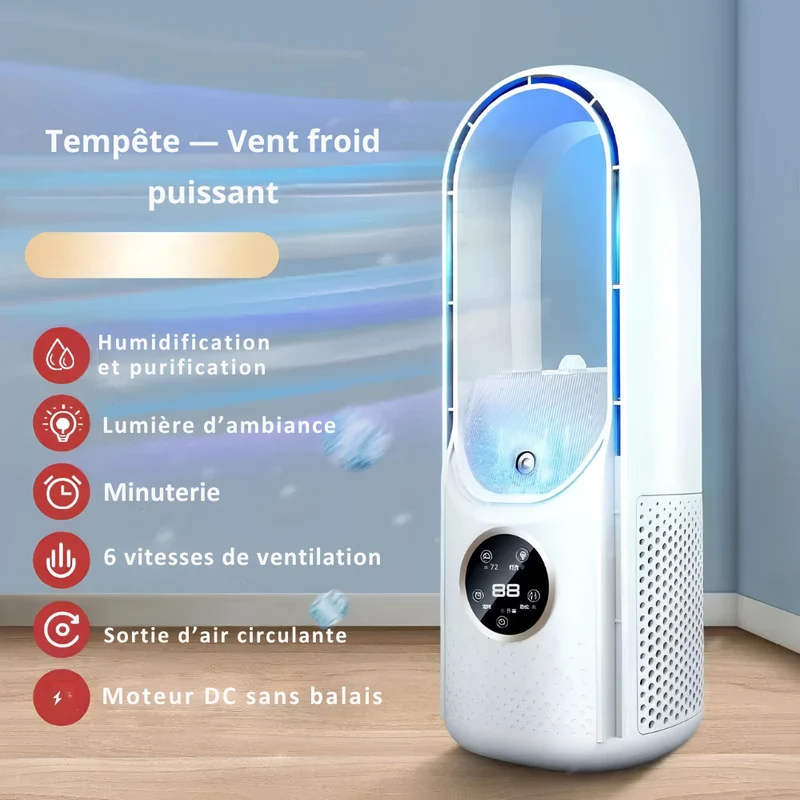 Mini Rafraîchisseur d'Air 3 en 1 – Ventilateur Brumisateur Portable USB