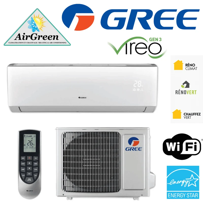 Thermopompe Murale GREE VIREO GEN3 de 18 000 BTU Montréal (-30°C)