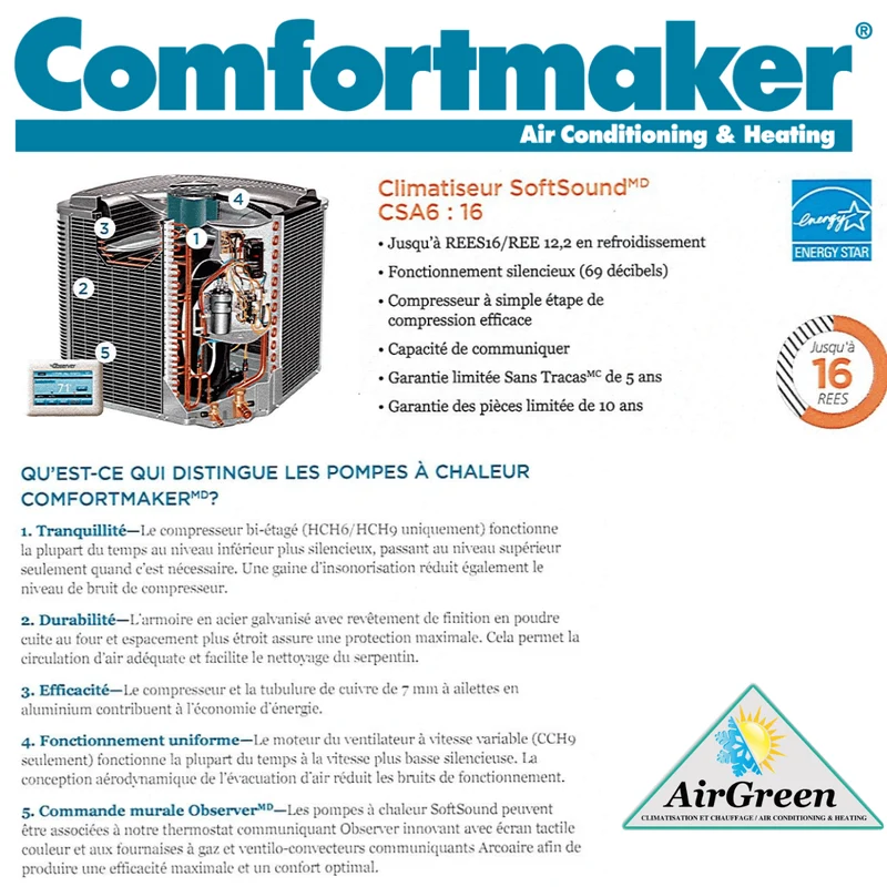 Thermopompe Centrale Comfortmaker CHS6 de 2 Tonnes