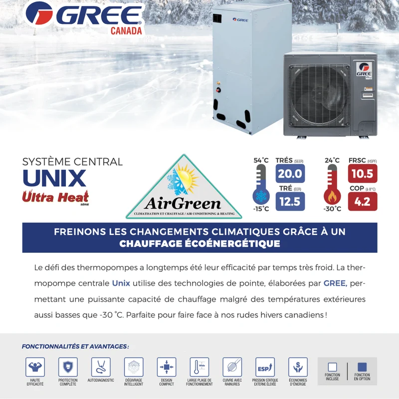 Thermopompe Centrale Gree UNIX 5 Tonnes