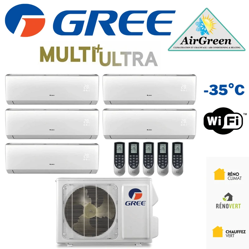 Thermopompe Cinq Zone Gree Multi+ Ultra Compresseur 42 000 BTU Montréal