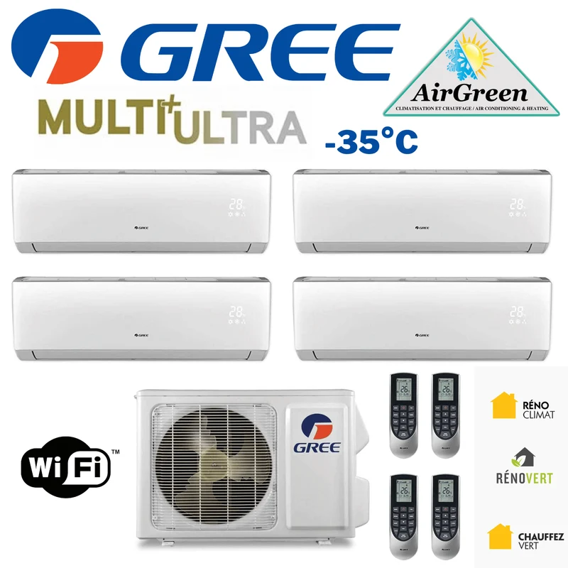 Thermopompe Quad Zone Gree Multi+ Ultra Compresseur 42 000 BTU Montréal