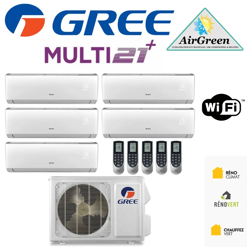 Thermopompe Cinq Zone Gree Multi21+ Compresseur 42 000 BTU Montréal