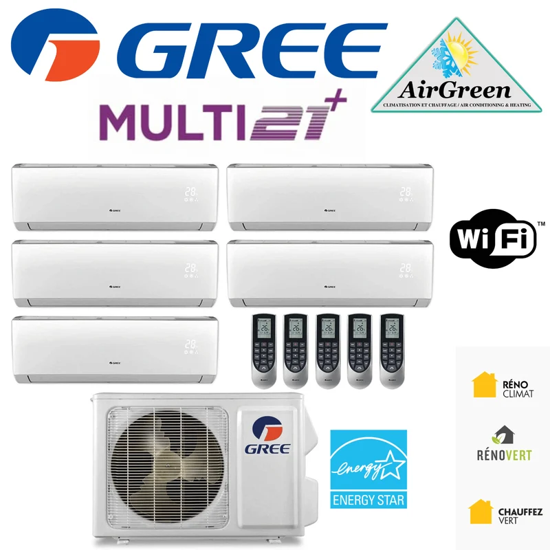 Thermopompe Cinq Zone Gree Multi21+ Compresseur 36 000 BTU Montréal