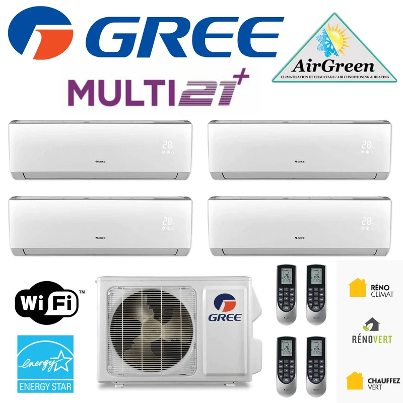 Thermopompe Quad Zone Gree Multi21+ Compresseur 30 000 BTU Montréal