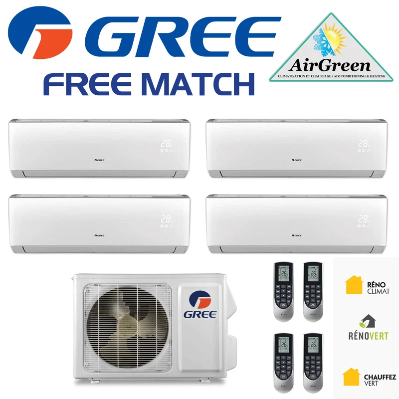 Thermopompe Quad Zone Gree Free Match Compresseur 42 000 BTU Montréal