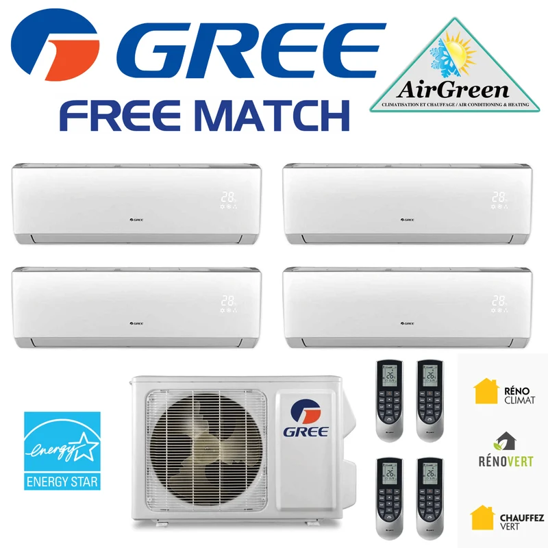 Thermopompe Quad Zone Gree Free Match Compresseur 36 000 BTU Montréal
