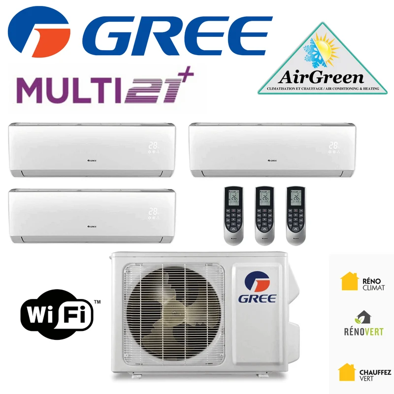Thermopompe Triple Zone Gree Multi21+ Compresseur 42 000 BTU Montréal