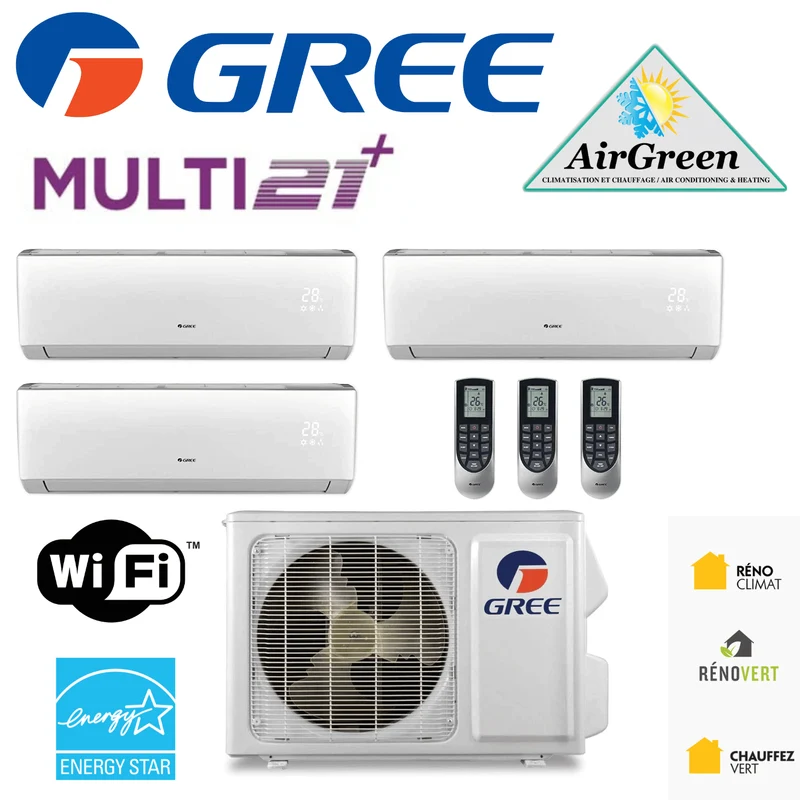 Thermopompe Triple Zone Gree Multi21+ Compresseur 30 000 BTU Montréal