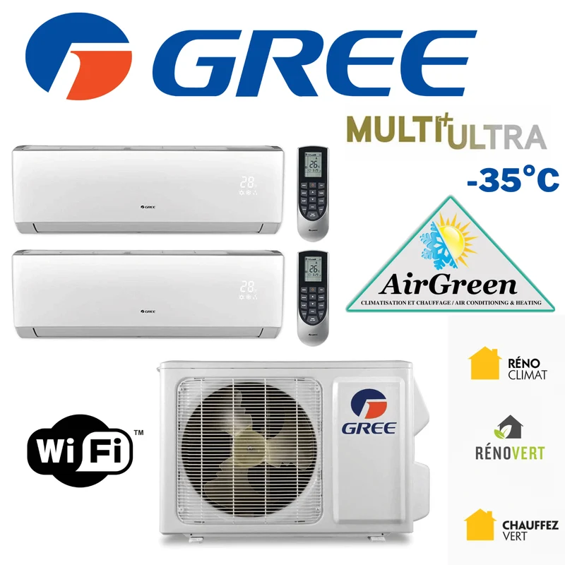 Thermopompe Double Zone Gree Multi+ Ultra Compresseur 36 000 BTU Montréal