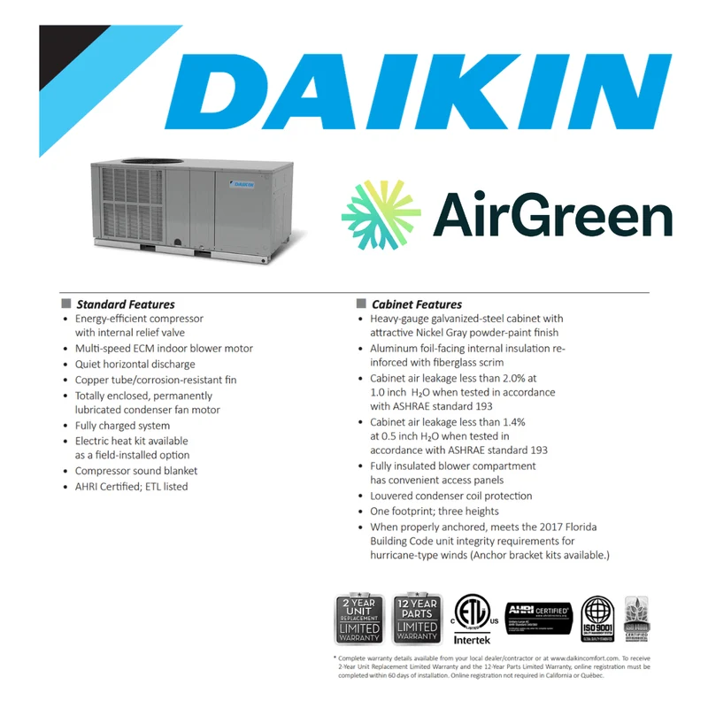 Thermopompe Monobloc Daikin DP14HH de 3 Tonnes | Montréal, Laval, Longueuil, Rive Sud et Rive Nord