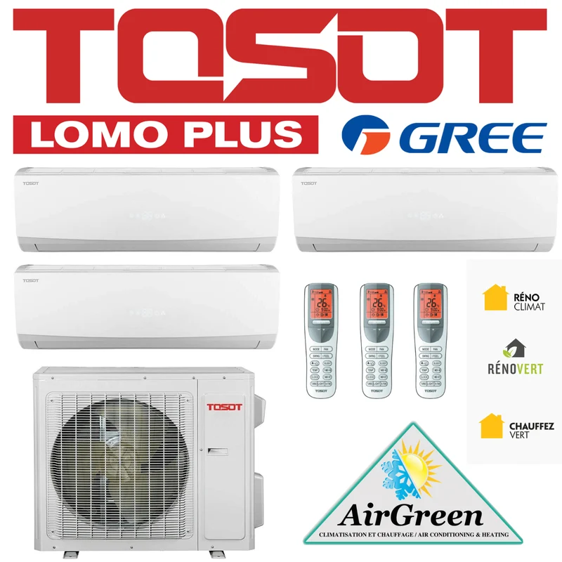 Thermopompe Triple Zone Tosot LomoPlus UltraHeat Compresseur 42 000 BTU Montréal
