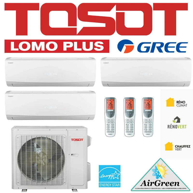 Thermopompe Triple Zone Tosot LomoPlus UltraHeat Compresseur 36 000 BTU Montréal