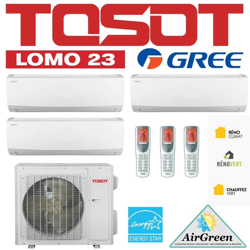 Thermopompe Triple Zone Tosot Lomo 23 SEER Compresseur 36 000 BTU Montréal
