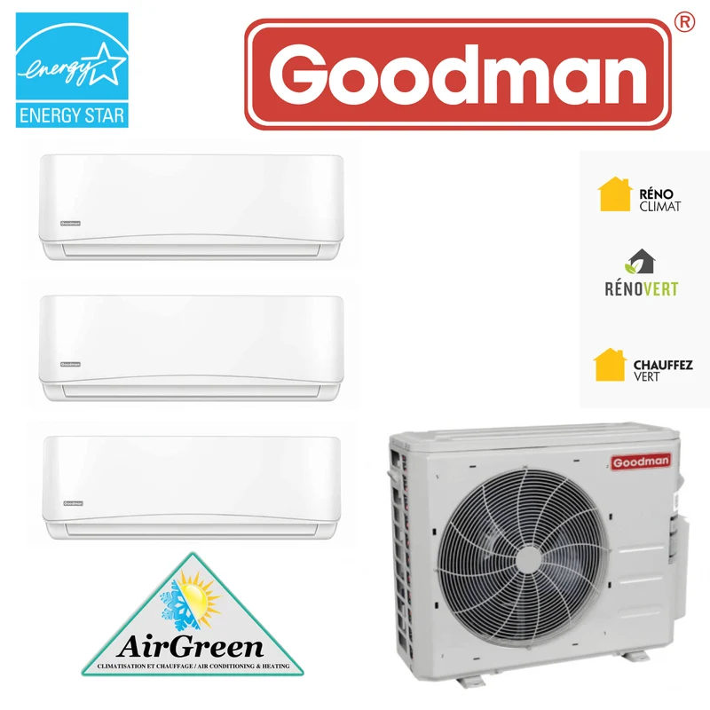 Thermopompe Triple Zone Goodman Série 21 SEER Compresseur 36 000 BTU Montréal