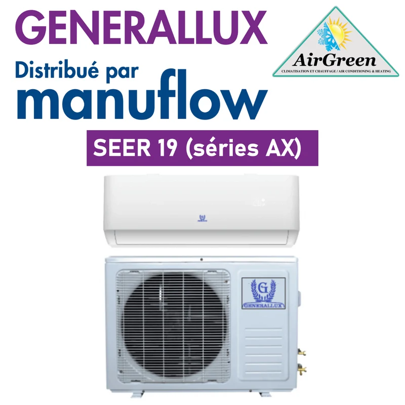 Thermopompe Murale Generallux AX 19 SEER de 12 000 BTU (115V) Montréal