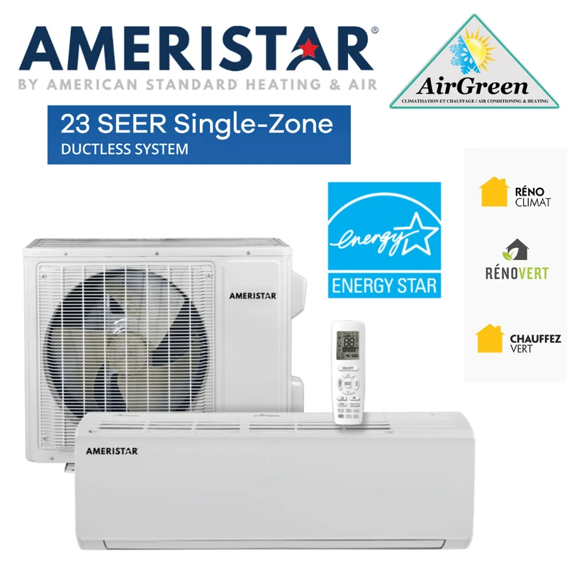 Thermopompe Murale Ameristar 23 SEER de 12 000 BTU (-30°C) Montréal