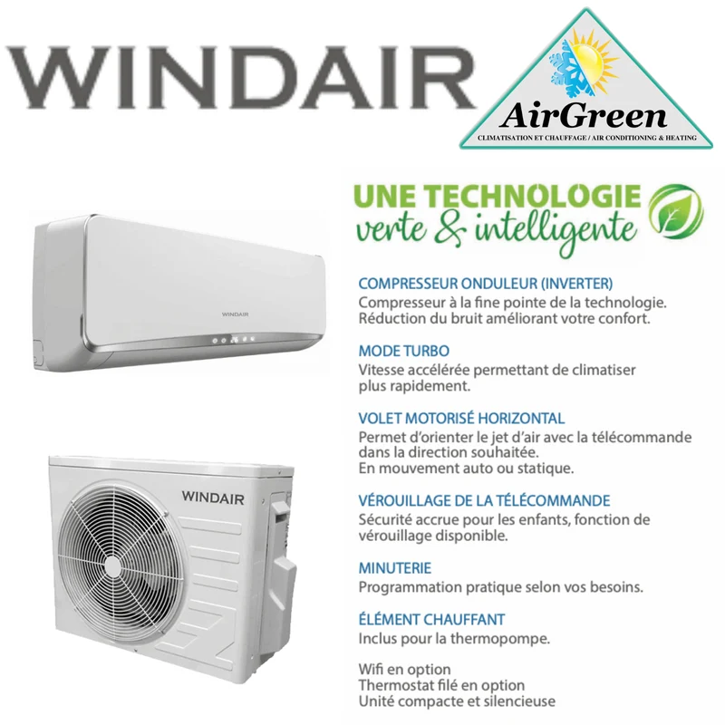 Thermopompe Murale Windair Série 17 de 12 000 BTU Montréal