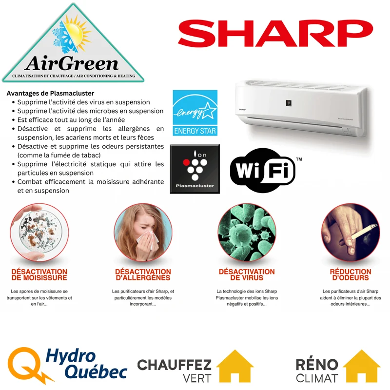 Thermopompe Murale Sharp TU de 18 000 BTU Montréal