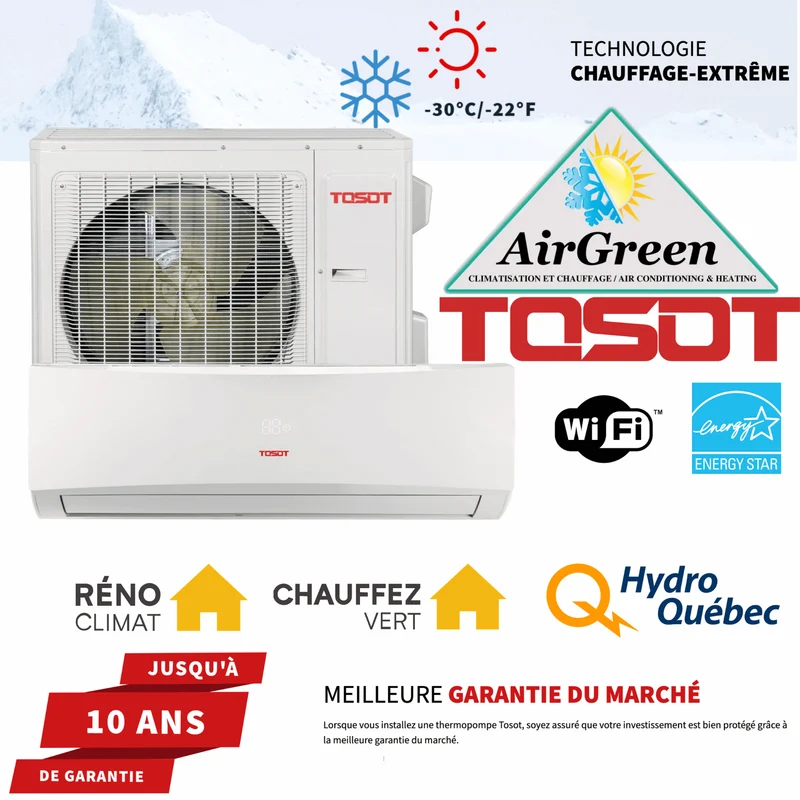 Thermopompe Murale Tosot LOMOPLUS ULTRAHEAT de 30 000 BTU Montréal