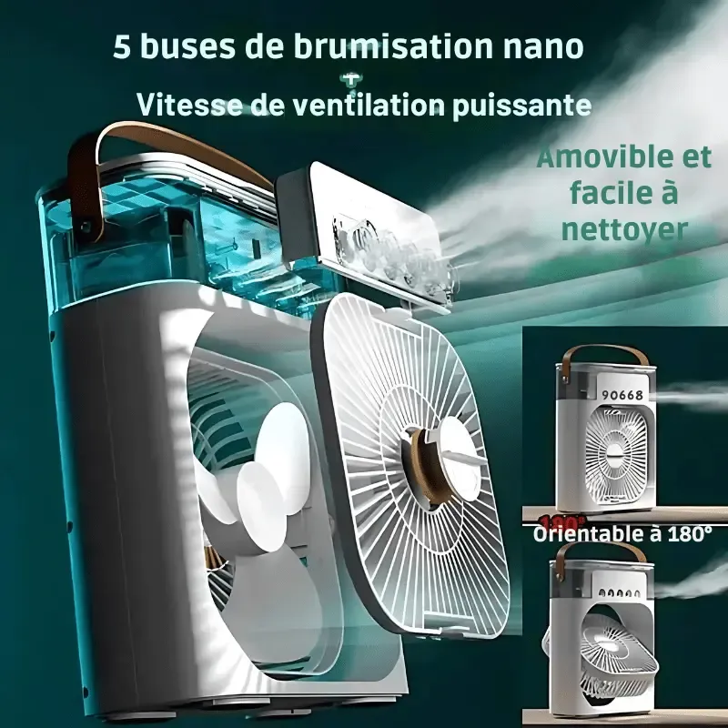 Ventilateur Rafraîchisseur d'air silencieux - FreezeX Air Brumisateur Portable USB