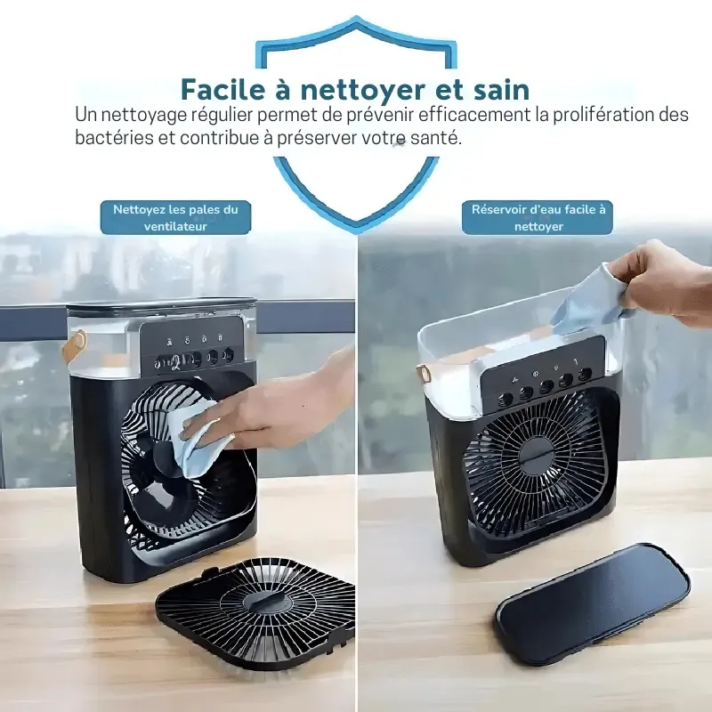 Ventilateur Rafraîchisseur d'air silencieux - FreezeX Air Brumisateur Portable USB