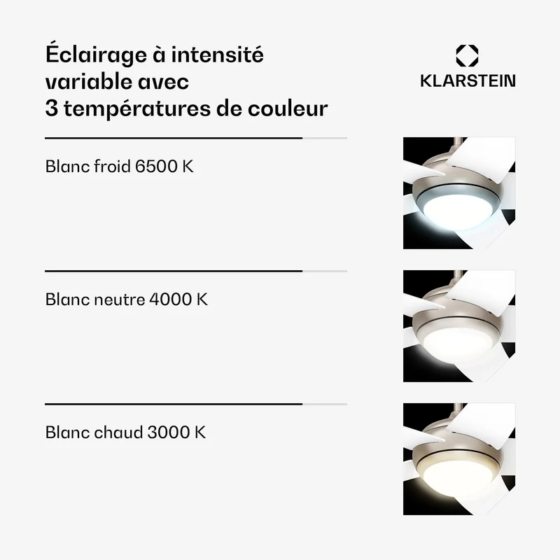 Ventilateur de plafond Bolero avec lumière | 132 cm | 35 W | Fonctionnement silencieux | Bois