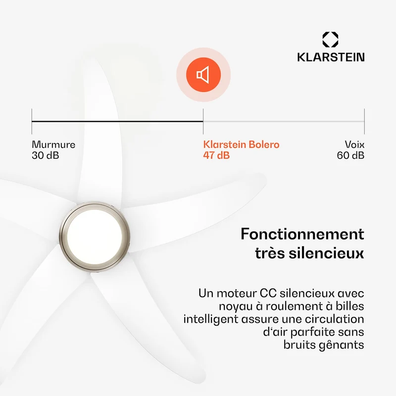 Ventilateur de plafond Bolero avec lumière | 132 cm | 35 W | Fonctionnement silencieux | Bois