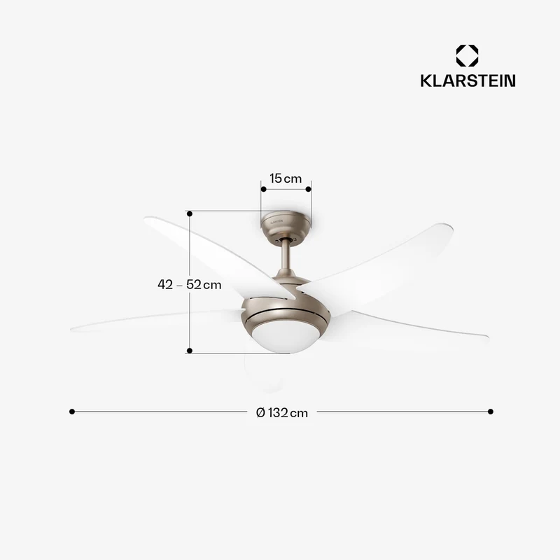 Ventilateur de plafond Bolero avec lumière | 132 cm | 35 W | Fonctionnement silencieux | Bois